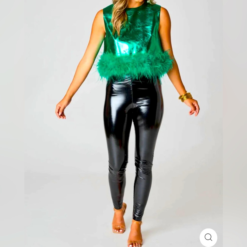 Buddy love queenie metallic feather trim top